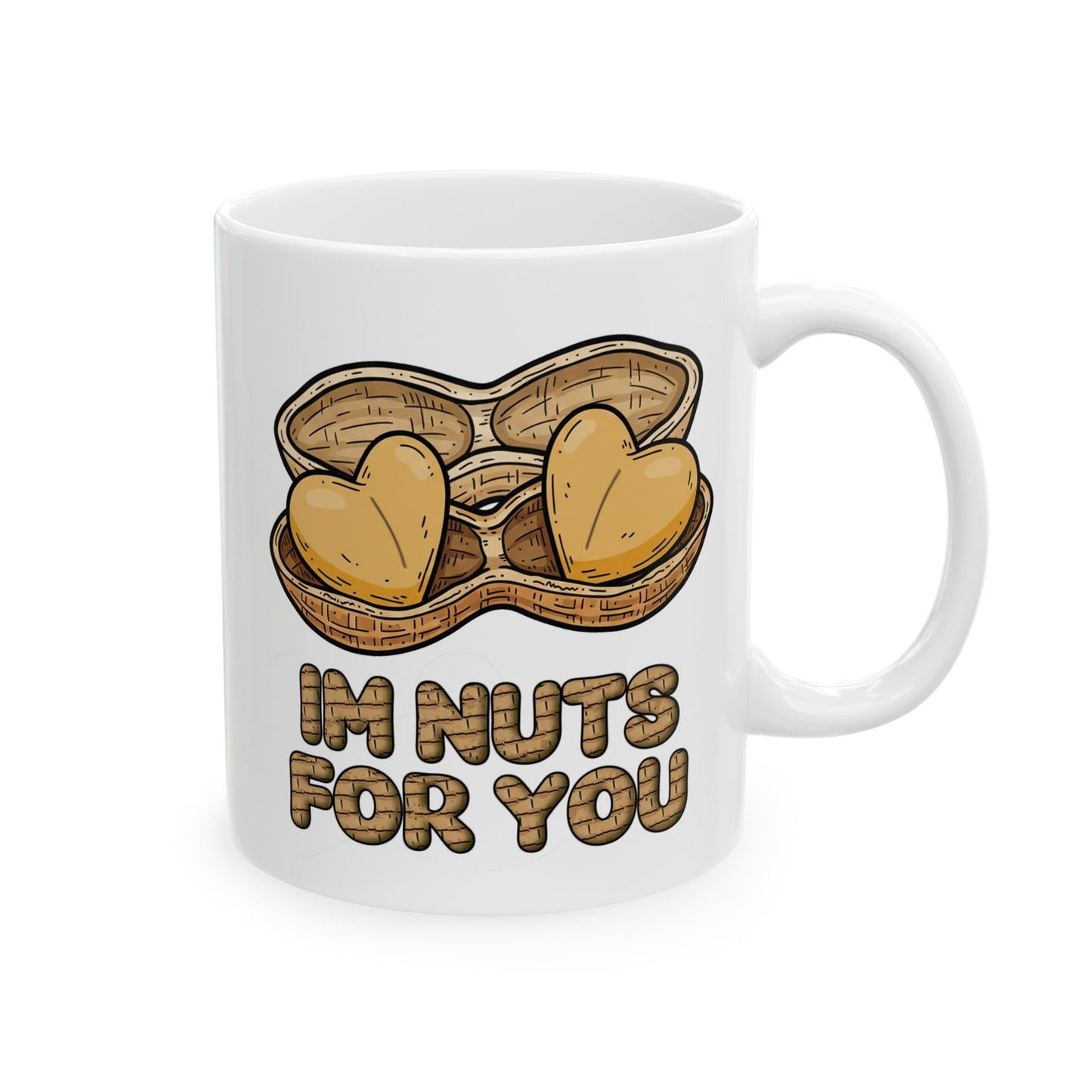 Valentines Day ! Im Nuts For You Mug | Cute Heart Shaped Peanuts