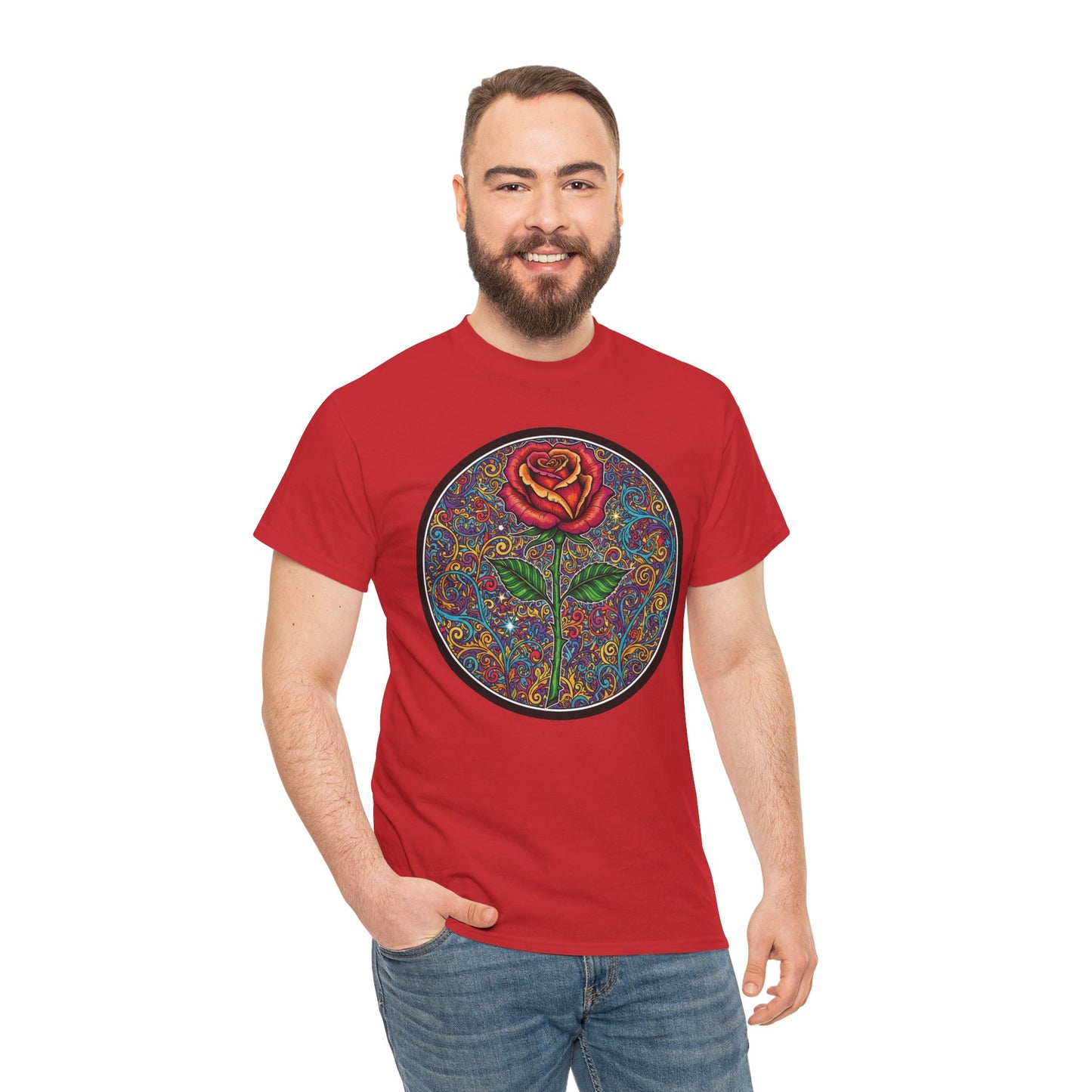 Floral Rose Mandala Tee | Psychedelic Boho Rose Graphic T-Shirt