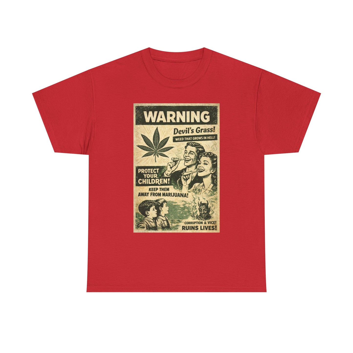 Vintage Anti-Marijuana Warning Poster T-Shirt | Retro Cannabis Graphic Tee