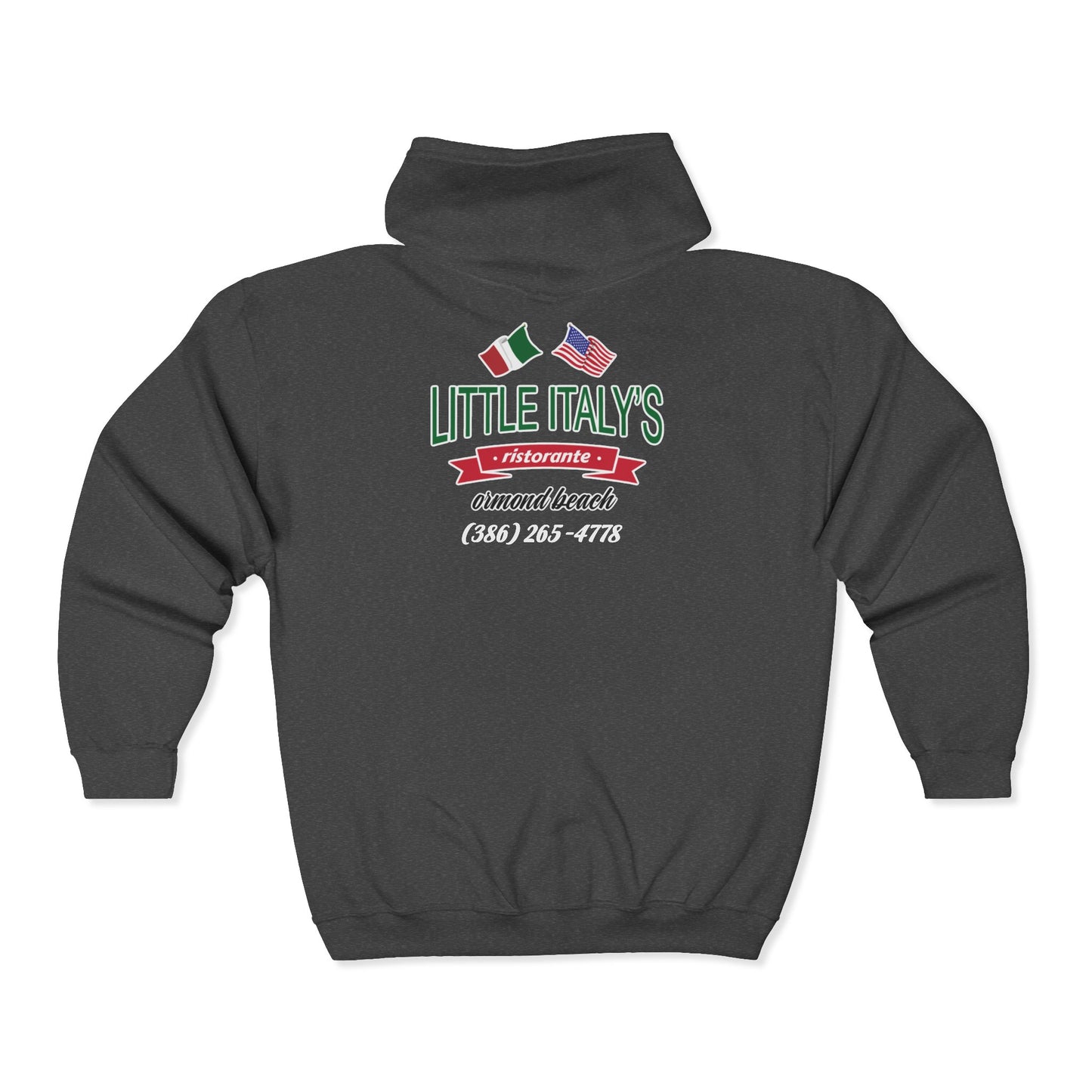 Little Italy's Ristorante 2-Sided Zip Hoodie | Ormond Beach | Italian American Flag Logo