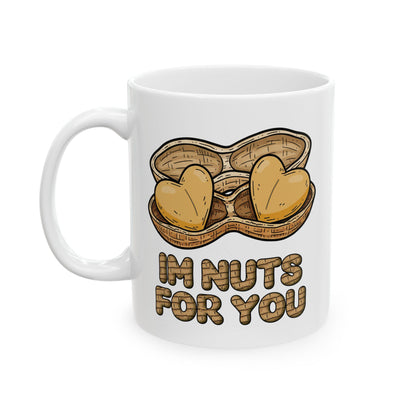 Valentines Day ! Im Nuts For You Mug | Cute Heart Shaped Peanuts