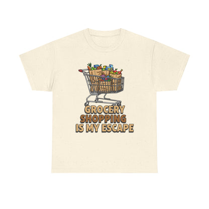 Grocery Shopping Is My Escape T-Shirt | Foodie | Shopping Cart Illustration