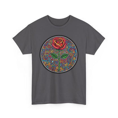 Floral Rose Mandala Tee | Psychedelic Boho Rose Graphic T-Shirt
