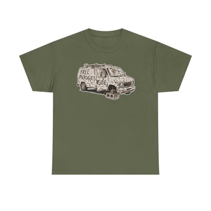 Free Pierogies Sketchy Van Funny Tee | Bad Food Truck Illustration T-Shirt