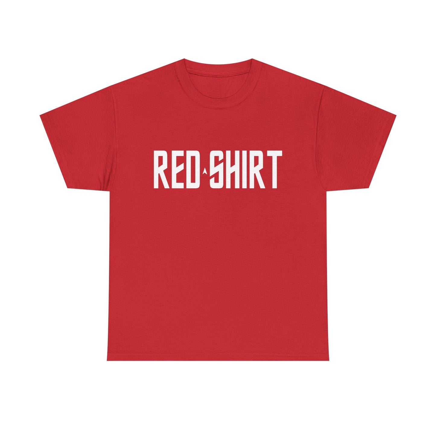 Red Shirt Star Trek inspired graphic tee | Bold typography red tee