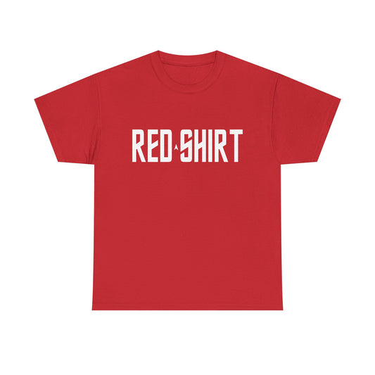 Red Shirt Star Trek inspired graphic tee | Bold typography red tee