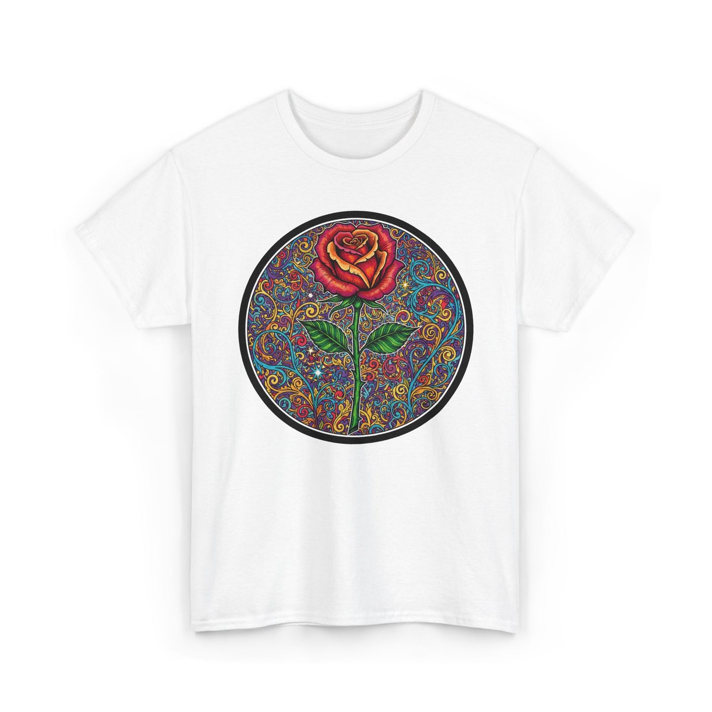 Floral Rose Mandala Tee | Psychedelic Boho Rose Graphic T-Shirt