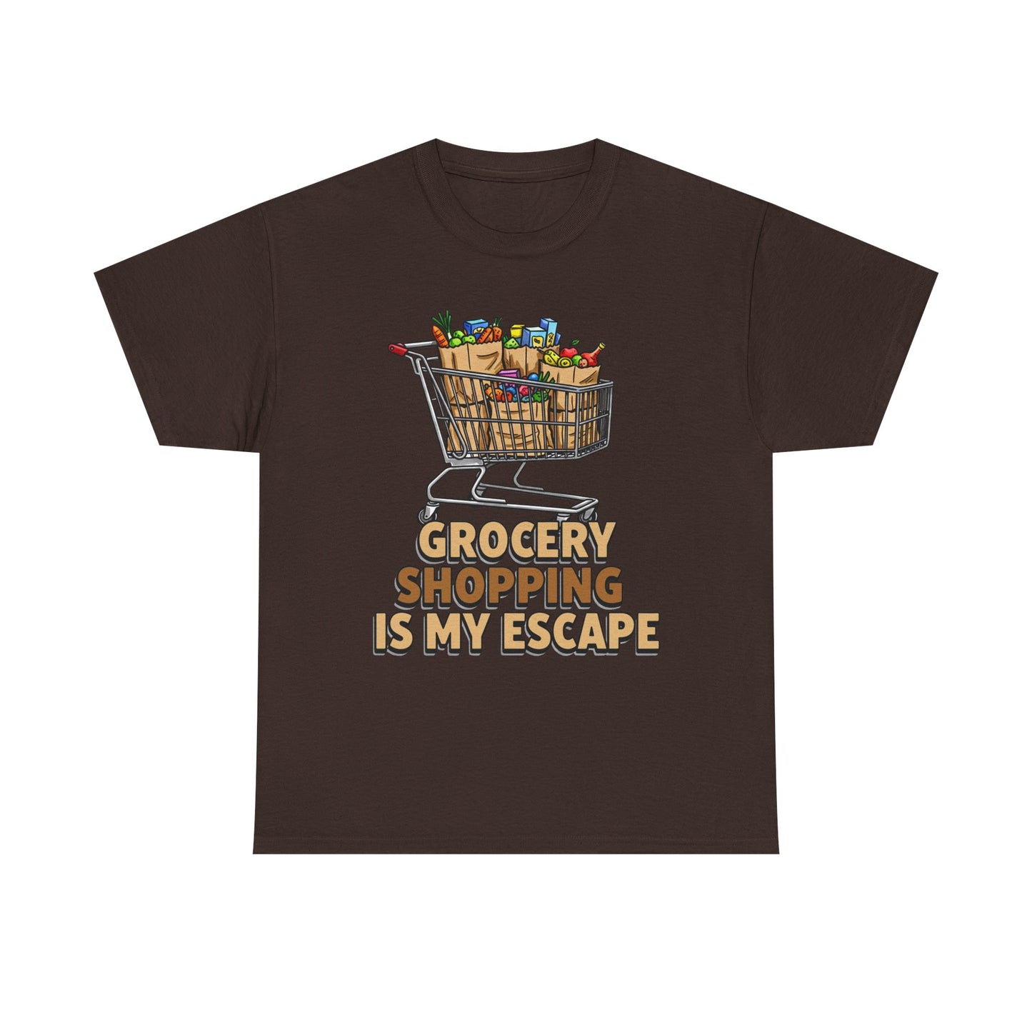 Grocery Shopping Is My Escape T-Shirt | Foodie | Shopping Cart Illustration