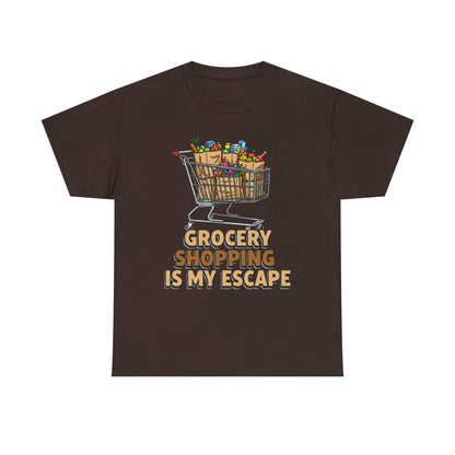 Grocery Shopping Is My Escape T-Shirt | Foodie | Shopping Cart Illustration