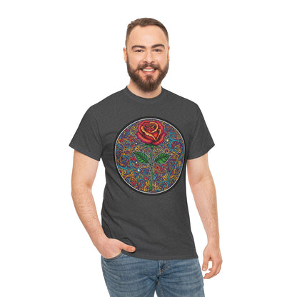 Floral Rose Mandala Tee | Psychedelic Boho Rose Graphic T-Shirt