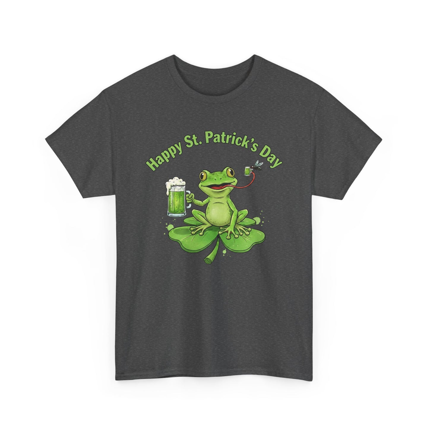 St. Patrick’s Day Happy Frog on a Shamrock T‑Shirt