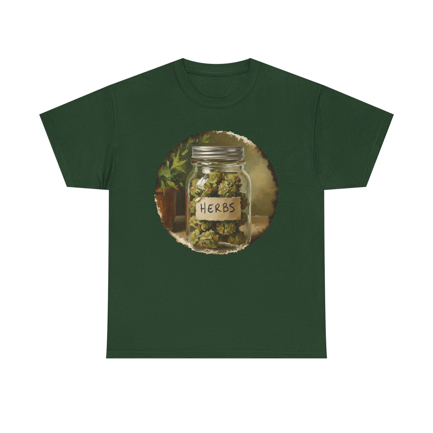 Marijuana Mason Jar Tee | Weed Herb Jar Illustration