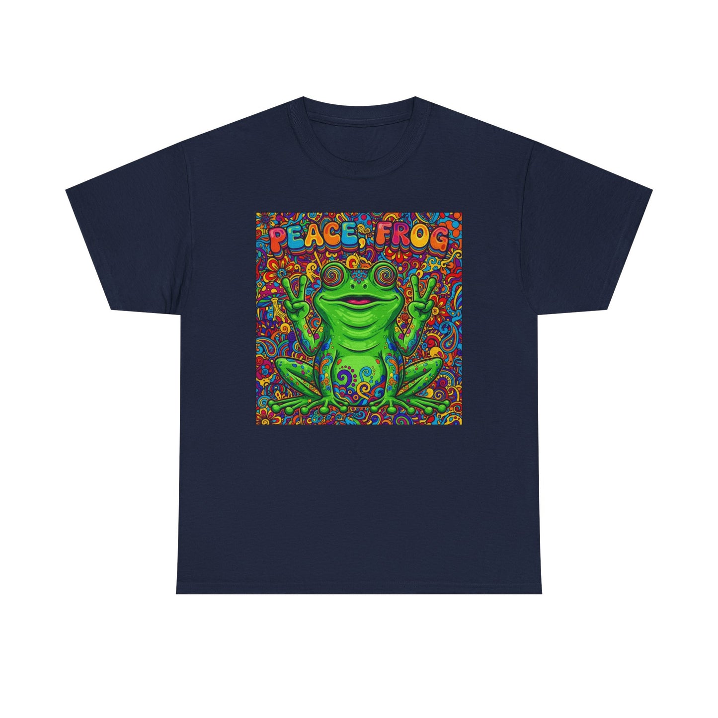 Peace Frog psychedelic frog tee | colorful hippie frog shirt