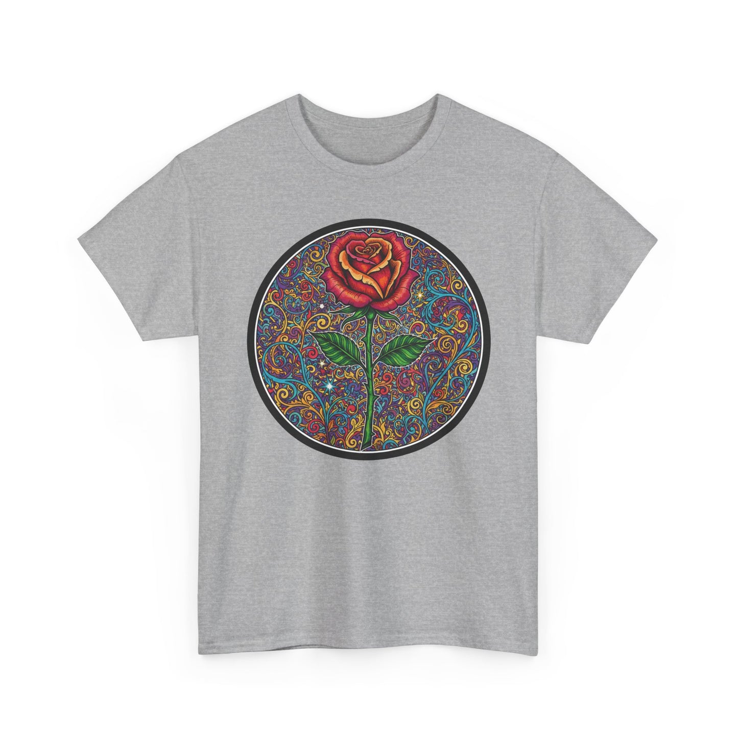 Floral Rose Mandala Tee | Psychedelic Boho Rose Graphic T-Shirt
