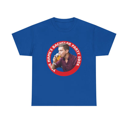 Bachelor Party Photo Tee | Custom Photo, Name & Year Circle