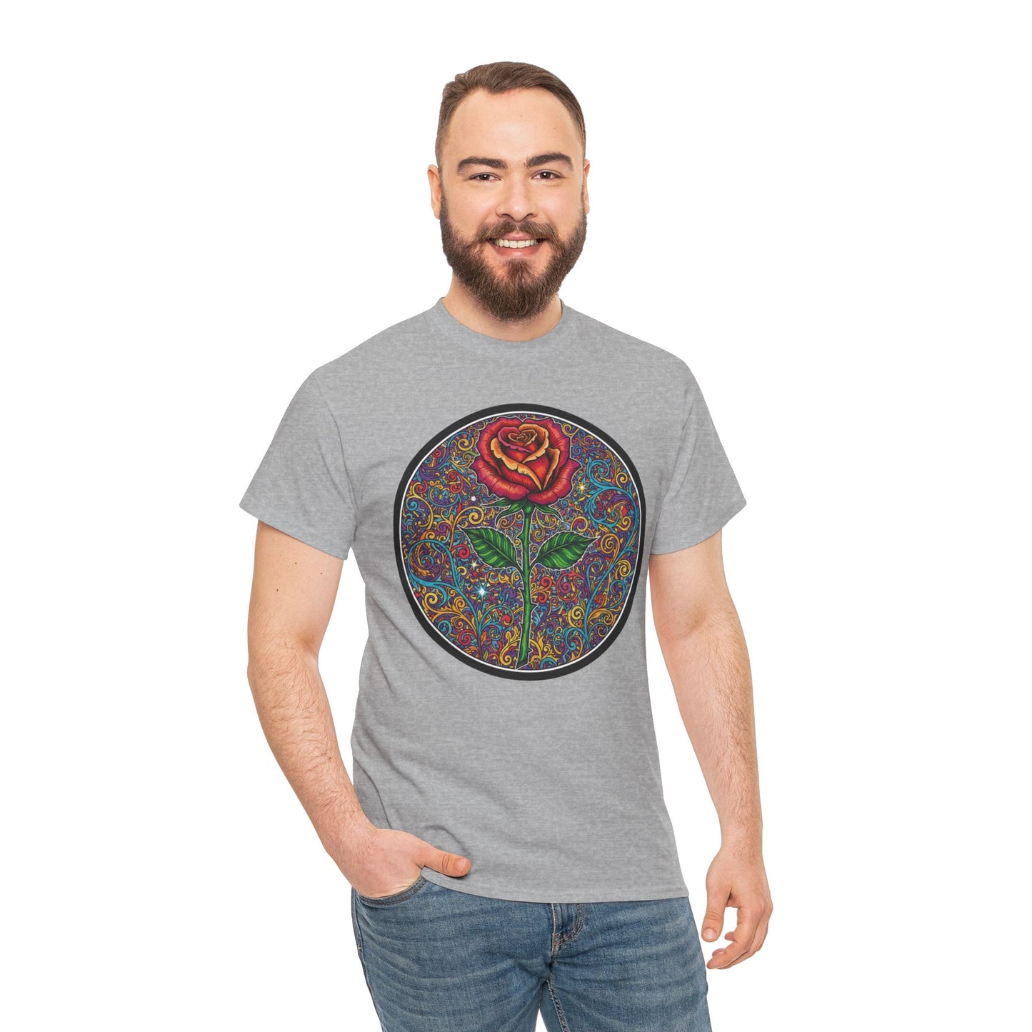 Floral Rose Mandala Tee | Psychedelic Boho Rose Graphic T-Shirt