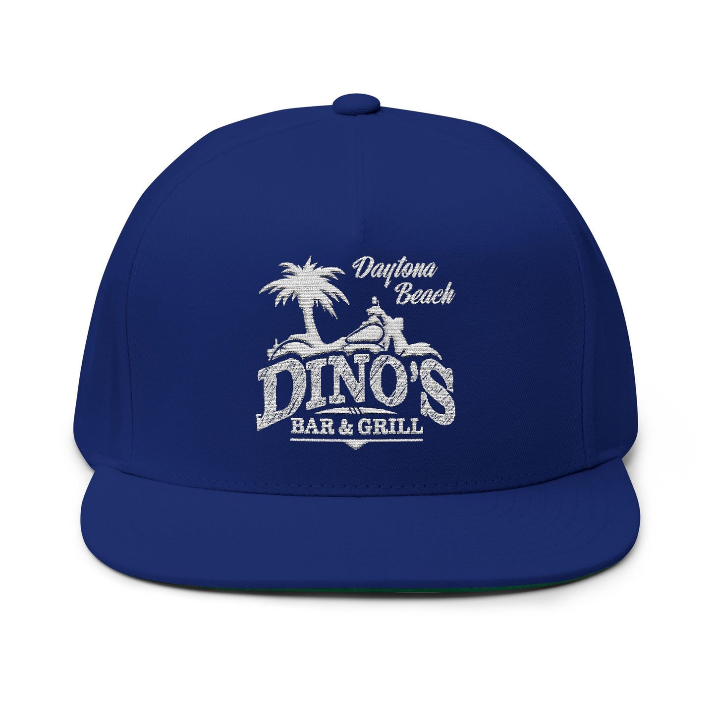 Embroidered Flat Bill Snapback Hat | Dino's Bar & Grill | Daytona Beach