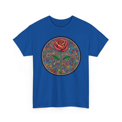 Floral Rose Mandala Tee | Psychedelic Boho Rose Graphic T-Shirt