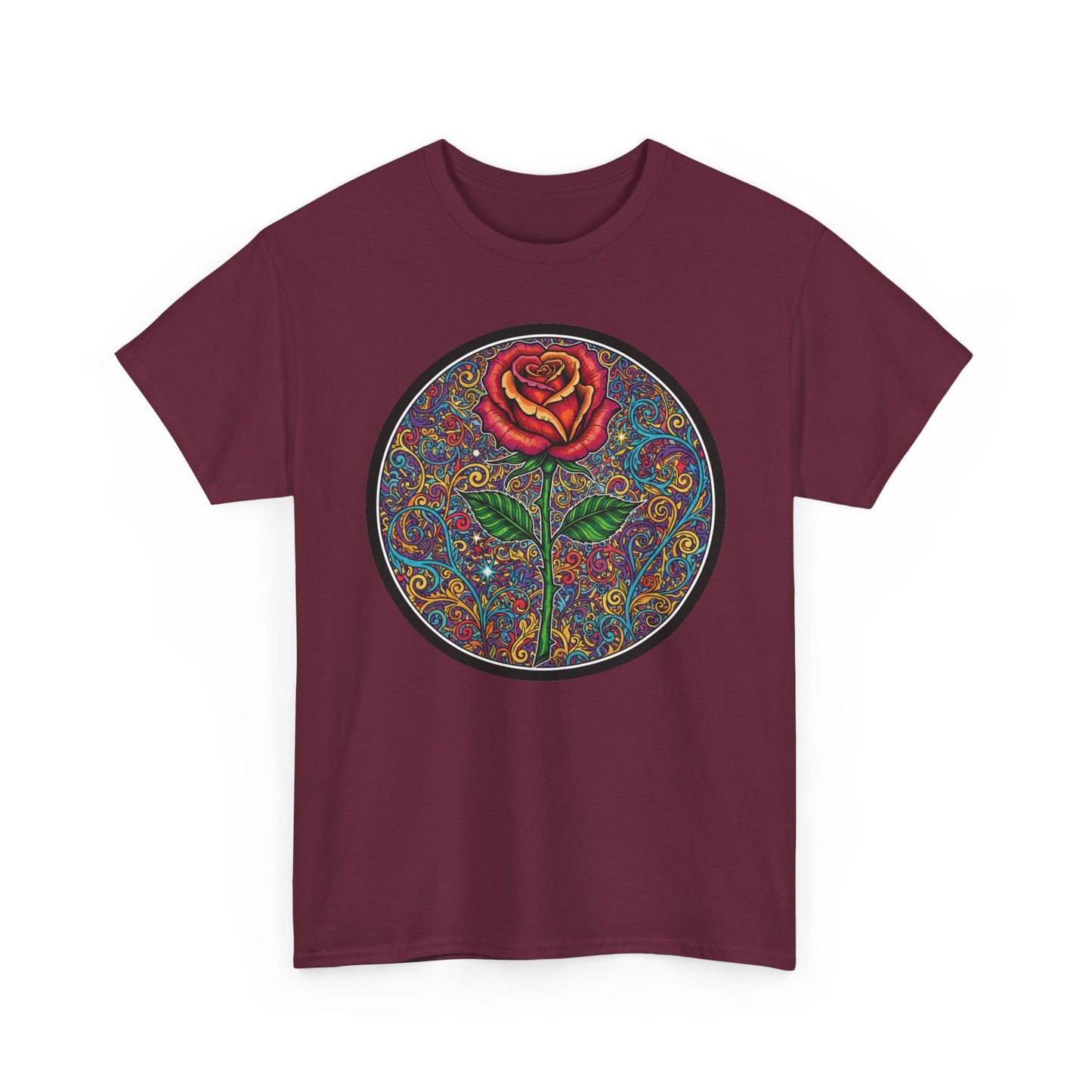 Floral Rose Mandala Tee | Psychedelic Boho Rose Graphic T-Shirt