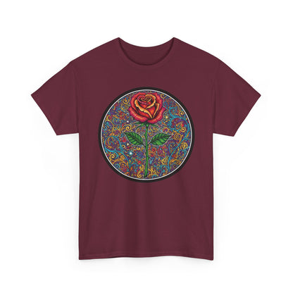 Floral Rose Mandala Tee | Psychedelic Boho Rose Graphic T-Shirt