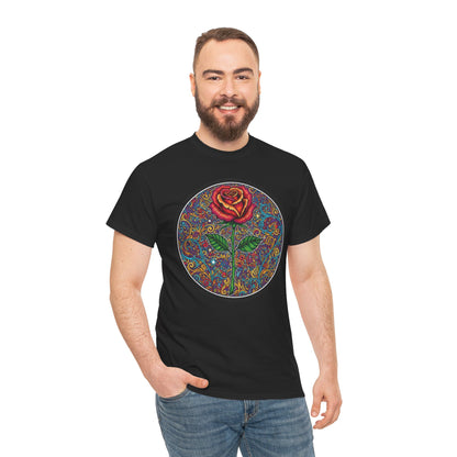 Floral Rose Mandala Tee | Psychedelic Boho Rose Graphic T-Shirt