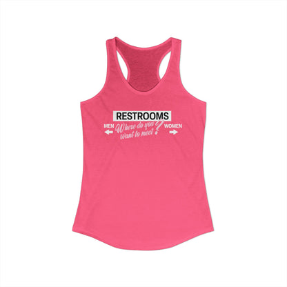 Restrooms Where Do You Want To Meet? | Trans Crossdresser Tank Top | LGBTQ