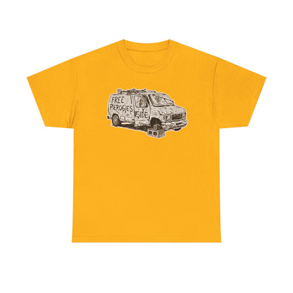 Free Pierogies Sketchy Van Funny Tee | Bad Food Truck Illustration T-Shirt