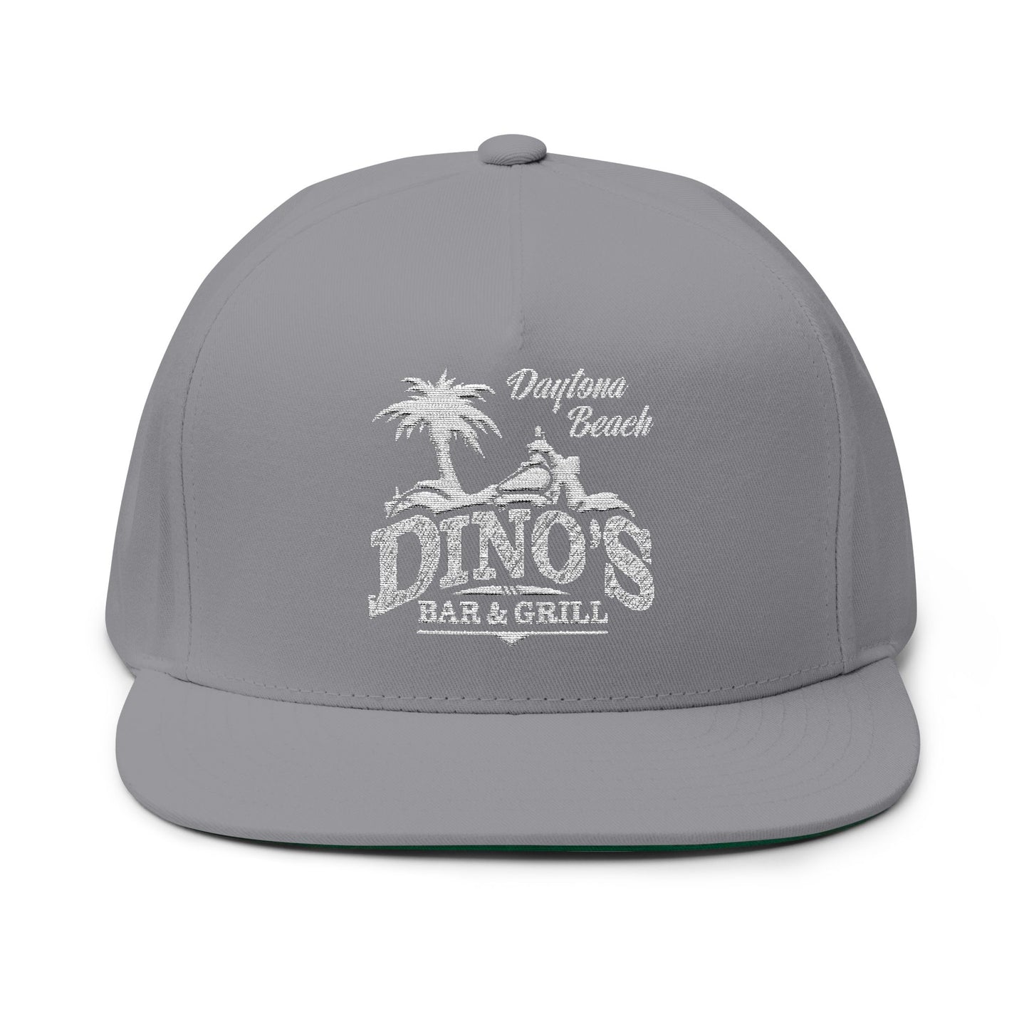 Embroidered Flat Bill Snapback Hat | Dino's Bar & Grill | Daytona Beach