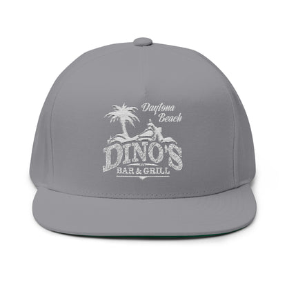 Embroidered Flat Bill Snapback Hat | Dino's Bar & Grill | Daytona Beach