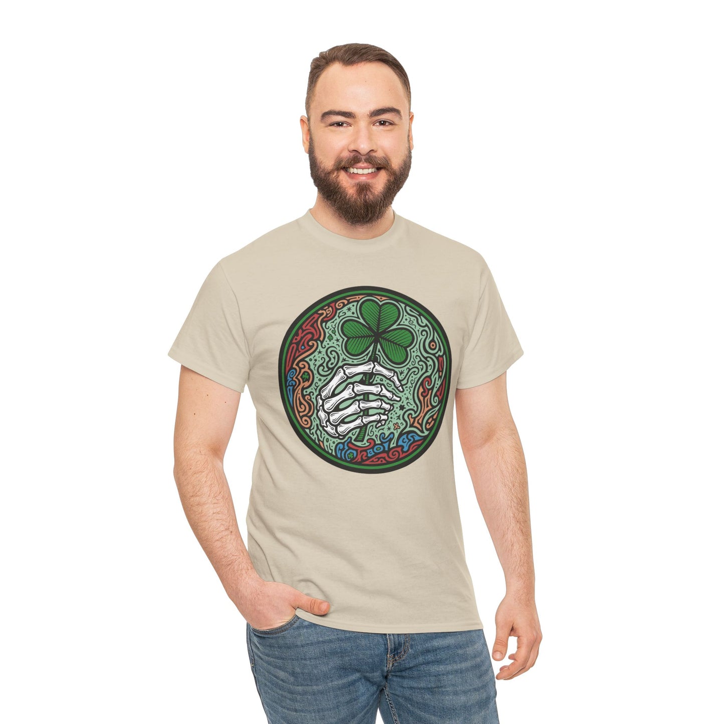St. Patrick’s Day Skeleton Hand with Shamrock T‑Shirt