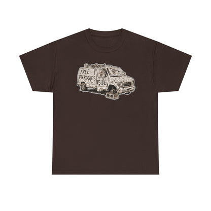 Free Pierogies Sketchy Van Funny Tee | Bad Food Truck Illustration T-Shirt