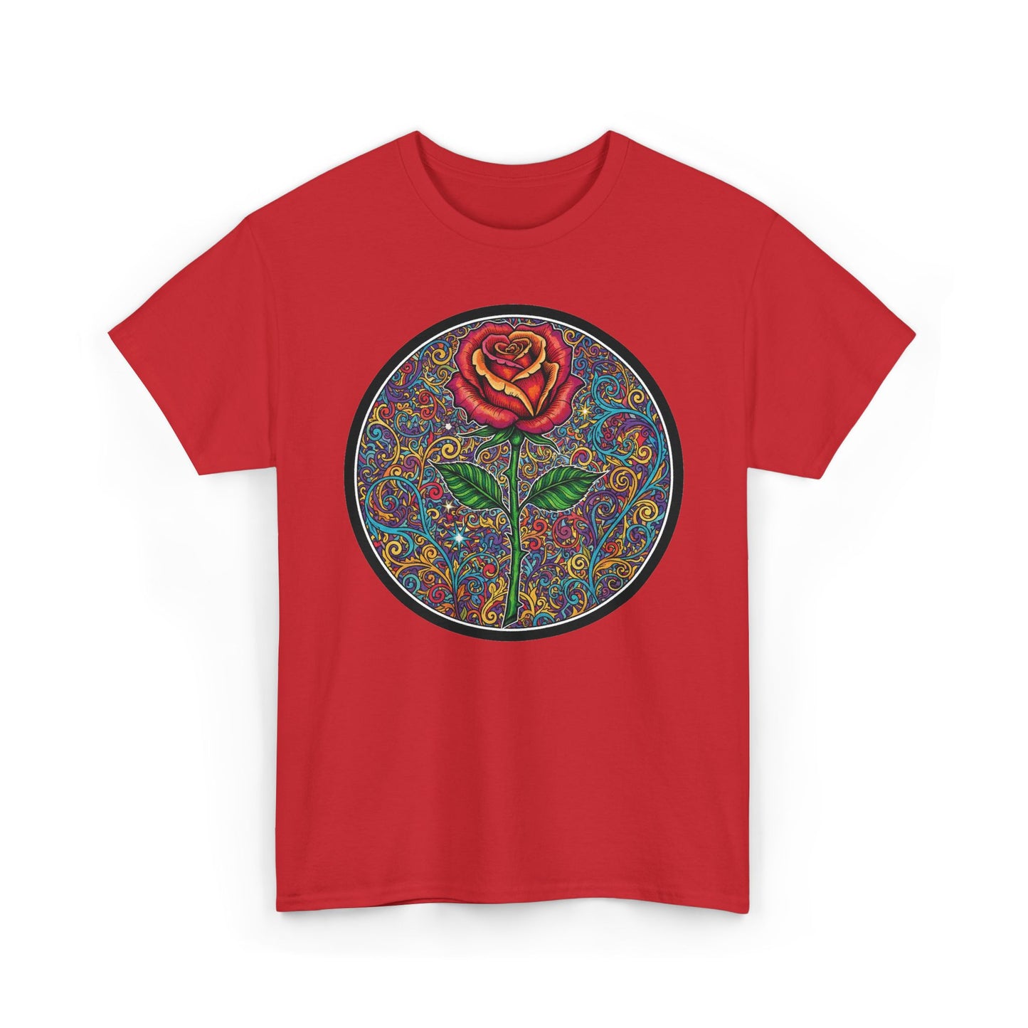 Floral Rose Mandala Tee | Psychedelic Boho Rose Graphic T-Shirt