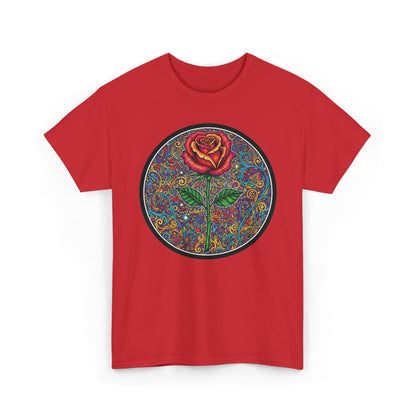 Floral Rose Mandala Tee | Psychedelic Boho Rose Graphic T-Shirt