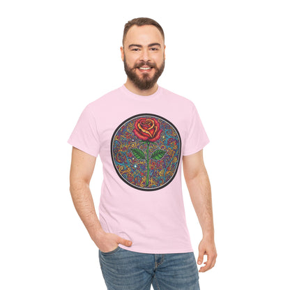 Floral Rose Mandala Tee | Psychedelic Boho Rose Graphic T-Shirt