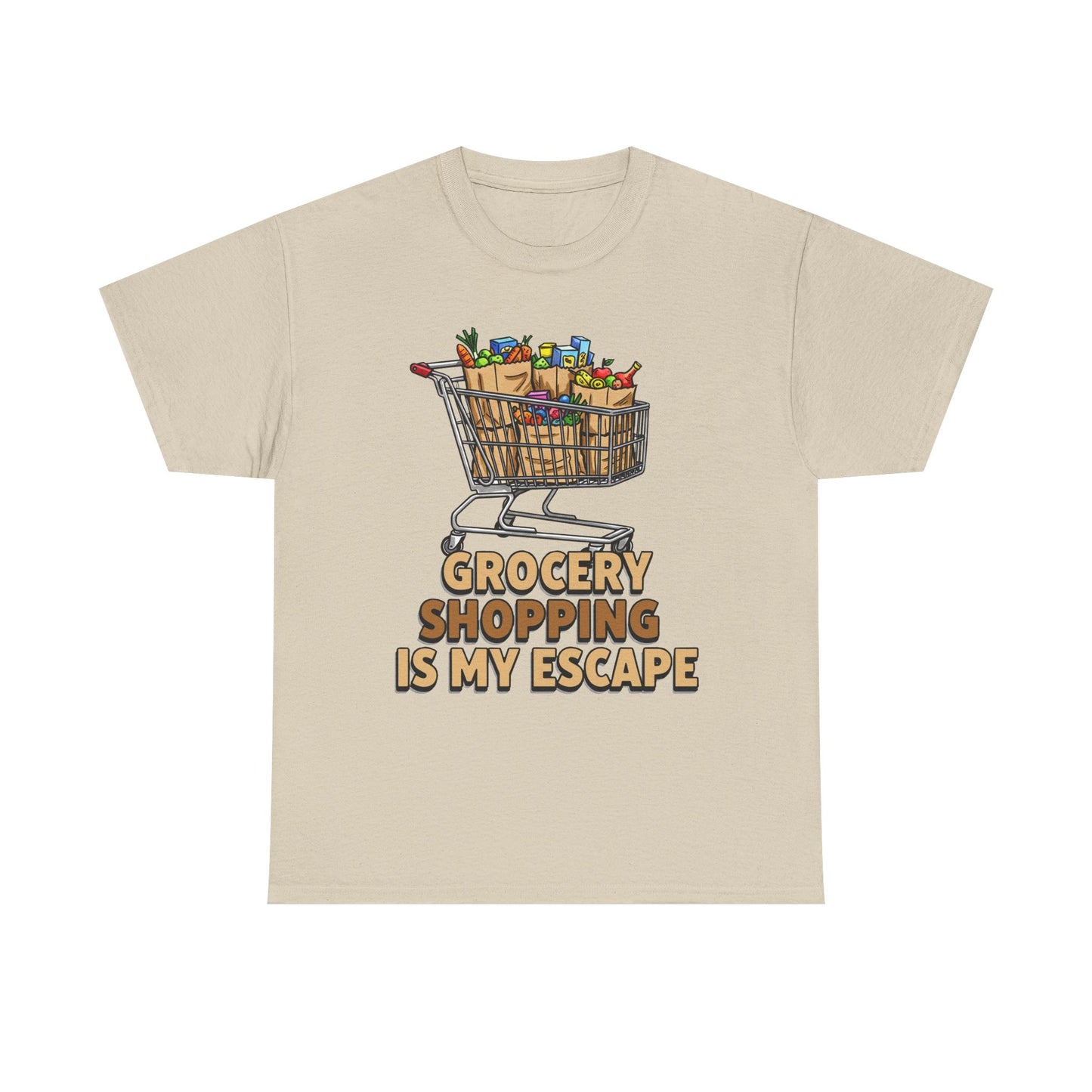 Grocery Shopping Is My Escape T-Shirt | Foodie | Shopping Cart Illustration