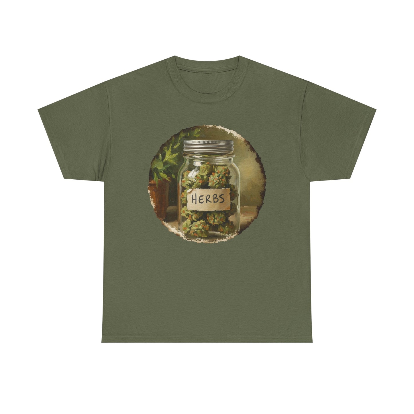 Marijuana Mason Jar Tee | Weed Herb Jar Illustration