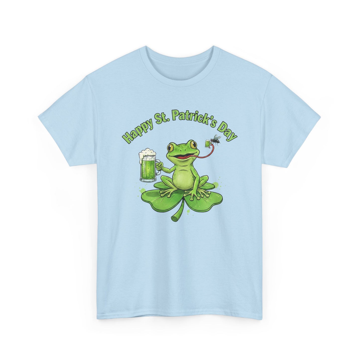 St. Patrick’s Day Happy Frog on a Shamrock T‑Shirt