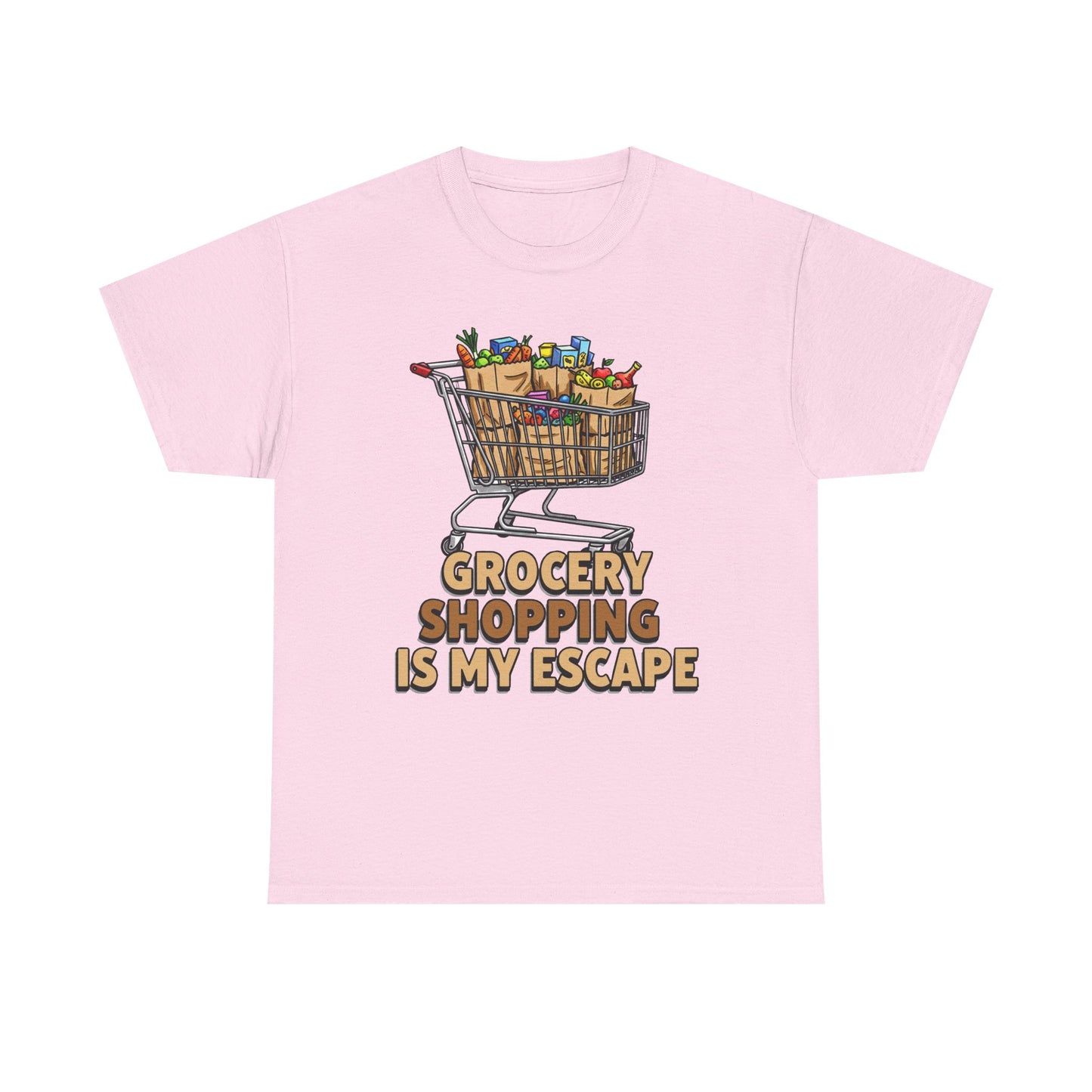 Grocery Shopping Is My Escape T-Shirt | Foodie | Shopping Cart Illustration