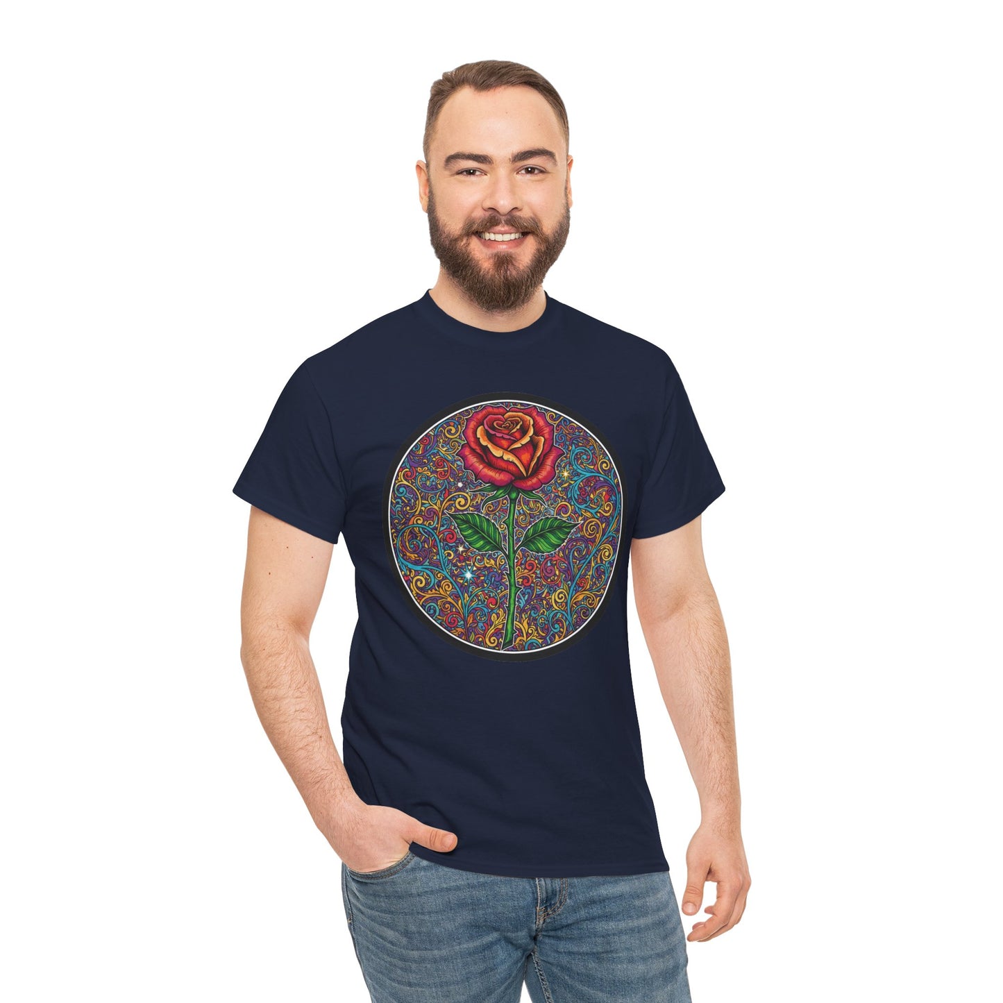 Floral Rose Mandala Tee | Psychedelic Boho Rose Graphic T-Shirt