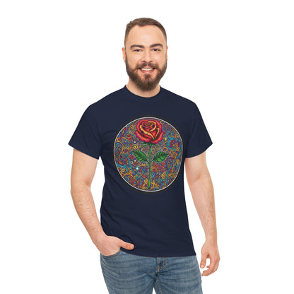 Floral Rose Mandala Tee | Psychedelic Boho Rose Graphic T-Shirt