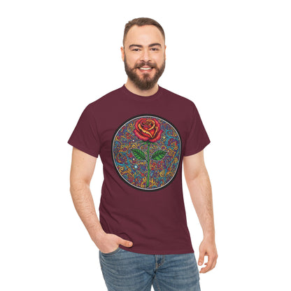 Floral Rose Mandala Tee | Psychedelic Boho Rose Graphic T-Shirt