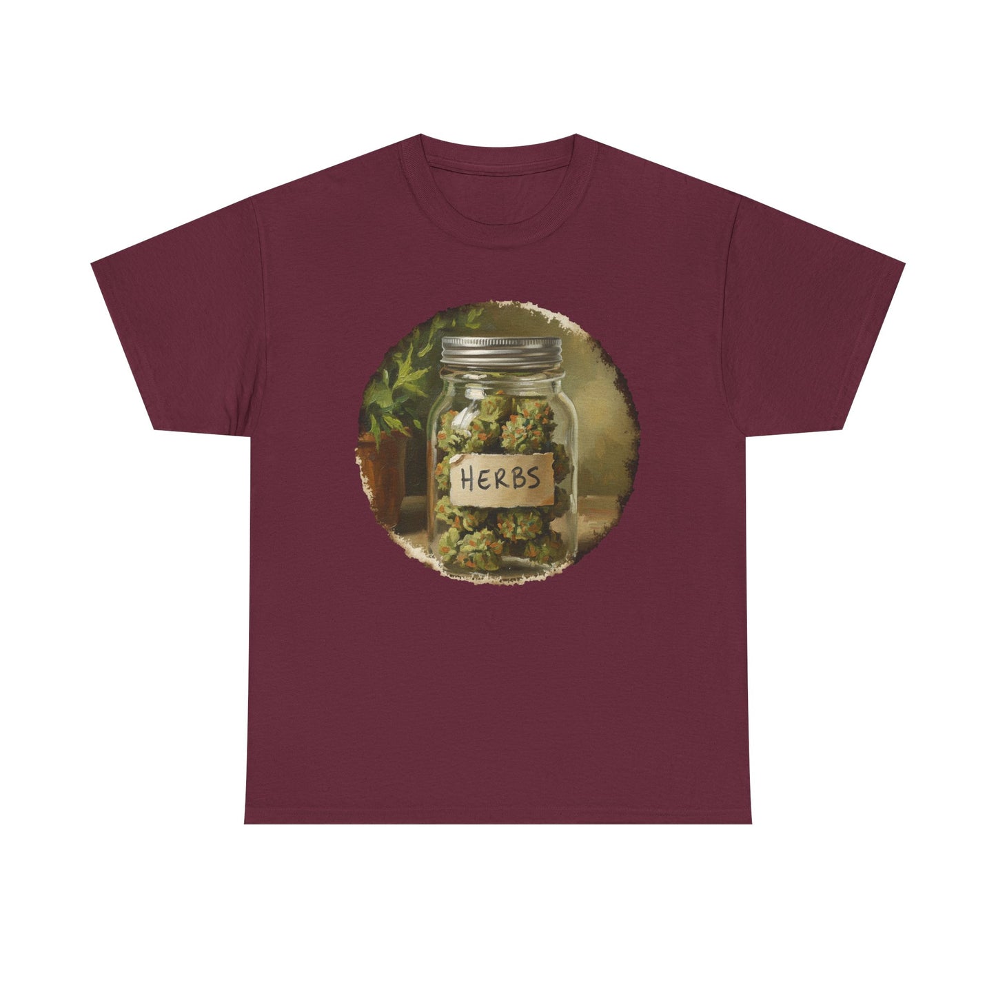 Marijuana Mason Jar Tee | Weed Herb Jar Illustration