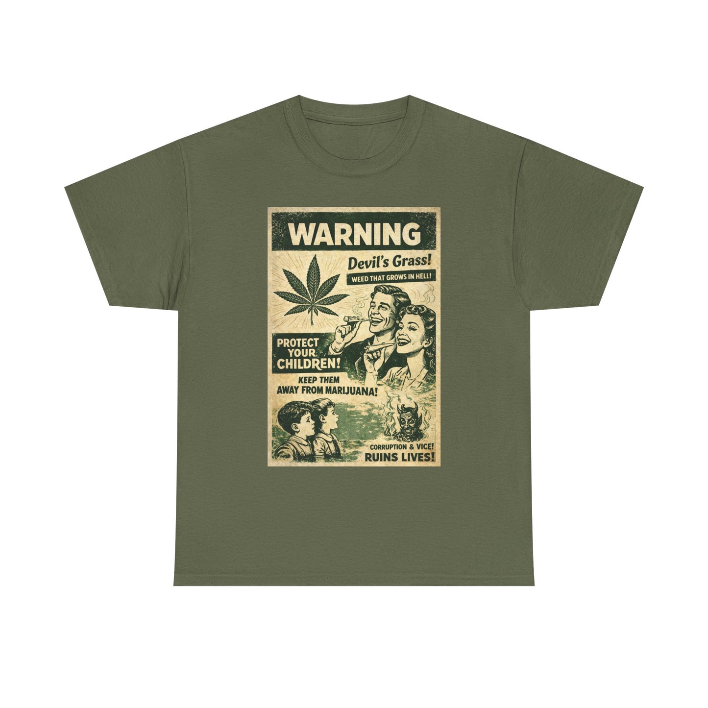 Vintage Anti-Marijuana Warning Poster T-Shirt | Retro Cannabis Graphic Tee