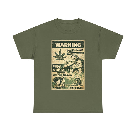 Vintage Anti-Marijuana Warning Poster T-Shirt | Retro Cannabis Graphic Tee