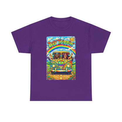 Day Trippin VW Bus Tee | Hippie Van Peace Sign Rainbow Design