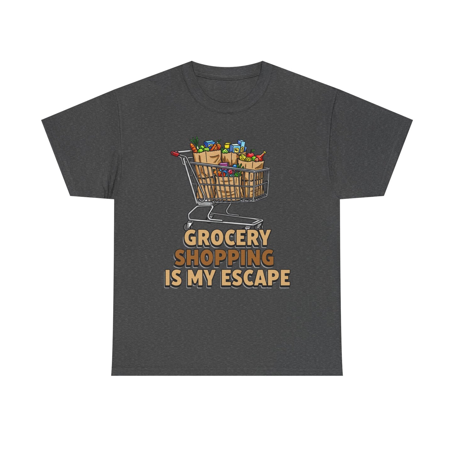 Grocery Shopping Is My Escape T-Shirt | Foodie | Shopping Cart Illustration