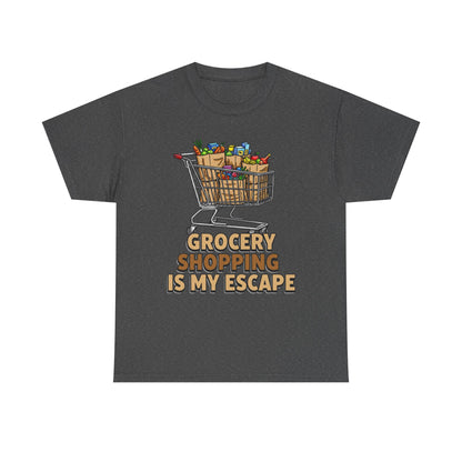 Grocery Shopping Is My Escape T-Shirt | Foodie | Shopping Cart Illustration