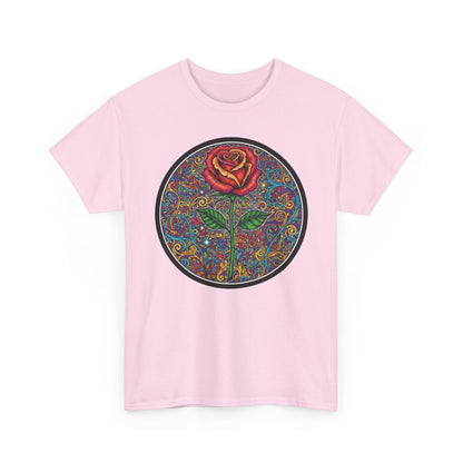 Floral Rose Mandala Tee | Psychedelic Boho Rose Graphic T-Shirt
