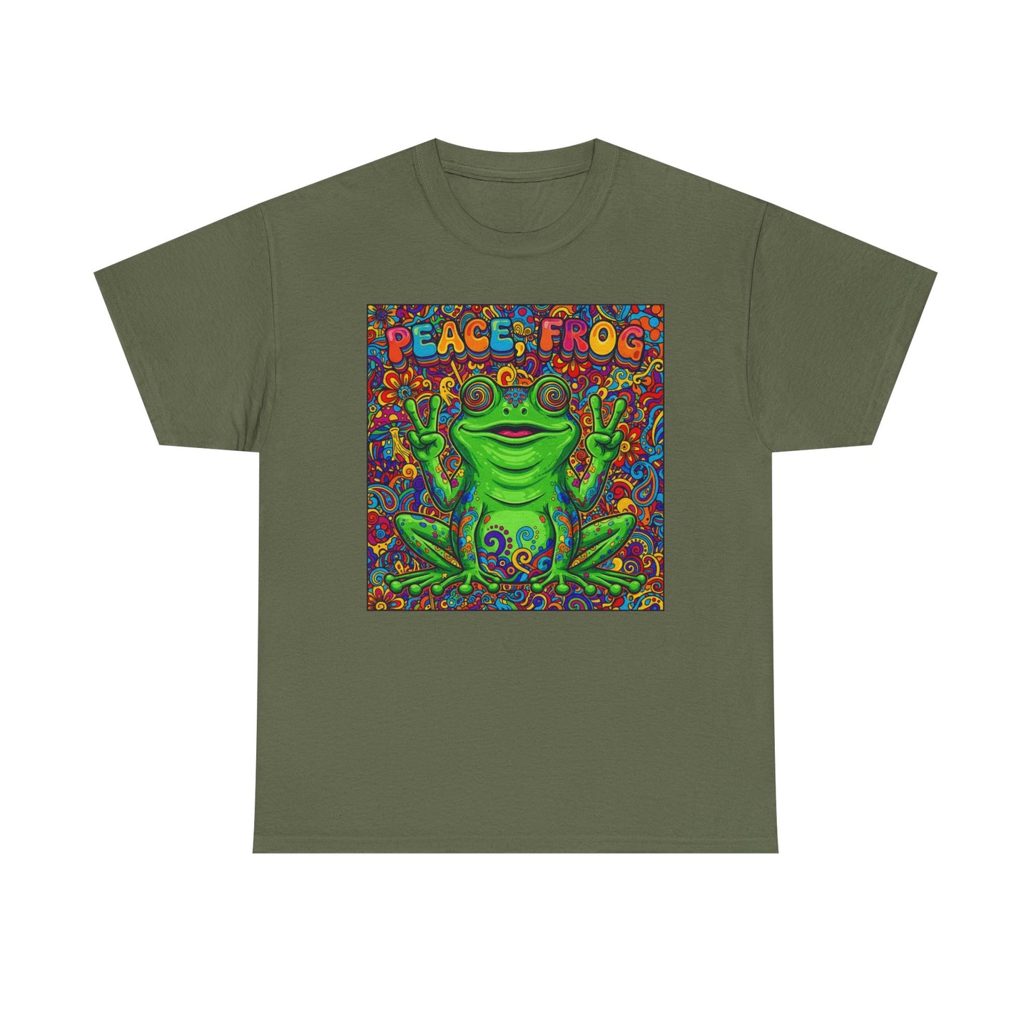 Peace Frog psychedelic frog tee | colorful hippie frog shirt