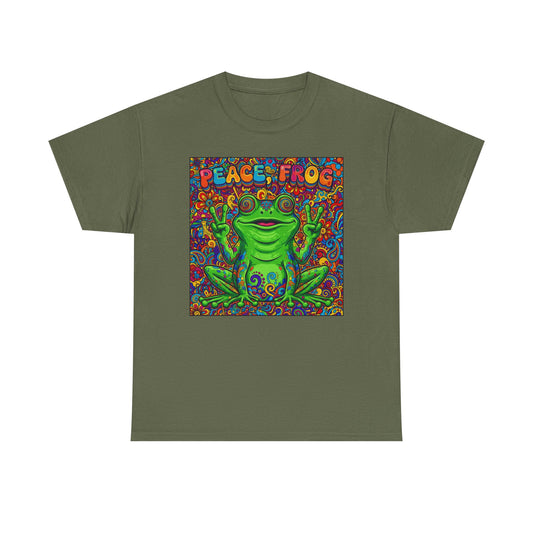 Peace Frog psychedelic frog tee | colorful hippie frog shirt